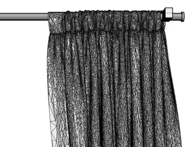 White see through window curtains 3D model