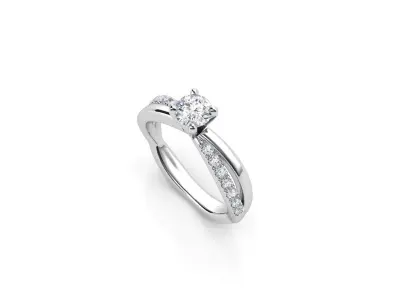 ZDR054 person diamond engagement ring gold 3D print model