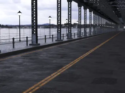 Low Poly Suspension Type Balanced Cantilever Bridge 3D model