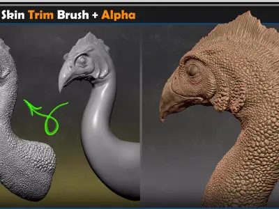 Dragon Skin Trim Brush  Alpha Vol 07 3D model