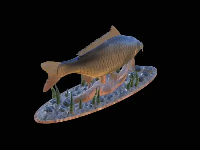 BIG CARP 2 UNDERWATER STATUE DETAILED TEXTURE FOR 3D PRINTING 3D print model