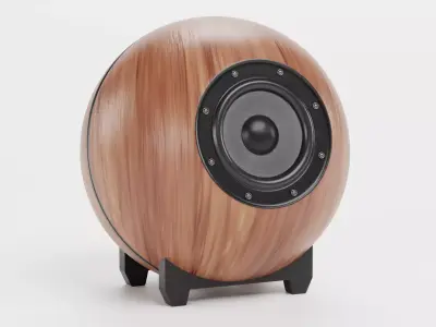 Round Audio Speaker V1 - Universal Wooden Sound Unit Low-poly 3D model