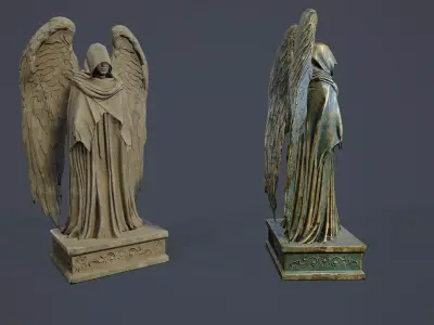 Dark Guardian Angel Statue PBR Low-poly 3D model