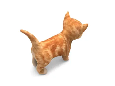 Red Cute cartoon Cat Rigged Low-poly 3D model