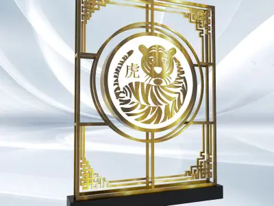 Chinese New Year 12 Zodiac Static Signage Display stand 3D model
