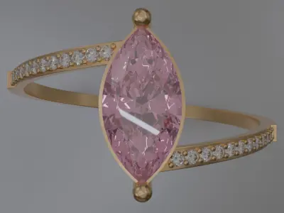 Marquise golden Ring 3D model jewelry 3D model