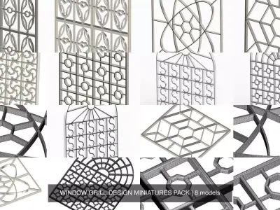 WINDOW GRILL DESIGN MINIATURES PACK 3D Model Collection