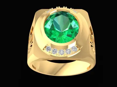 Luxury Round Gemstone Men Ring  2158 3D print model