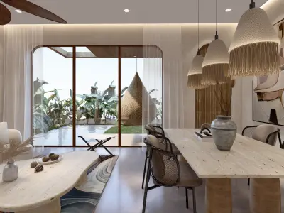 Wabi sabi style modern vacation apartement sketchup design 3D model