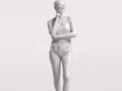  Humano Beautiful Woman in swimsuit sitting pool-2511-032-7312 3D model