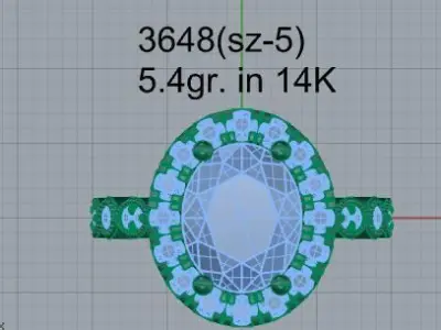 Oval Halo Ring 3648 3D print model