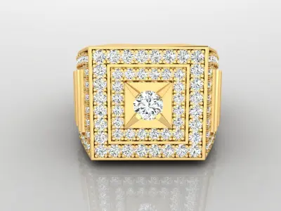 Ring M5  Mens luxury ring with gem 3D print model