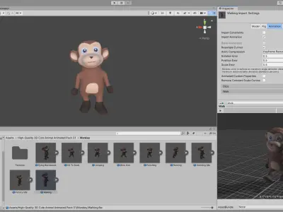 High-Quality 3D Cute Monkey - Animated for Games  Low-poly 3D model
