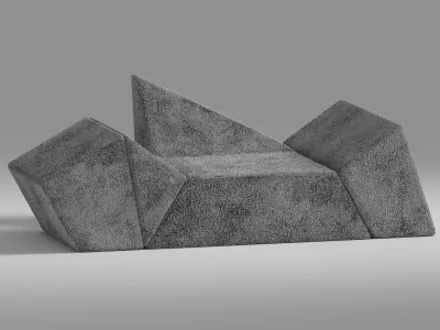 Single furniture Low-poly 3D model
