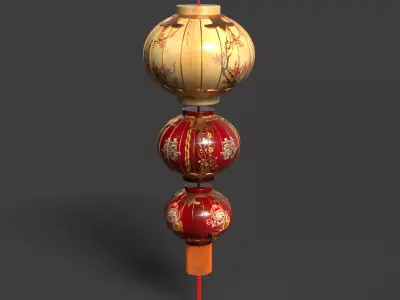 Chinese red  lantern  Low-poly 3D model