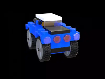 Lego car with assembling animation Free low-poly 3D model