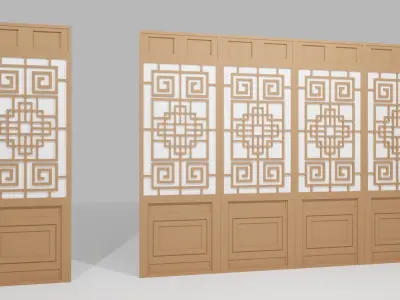 Chinese Window-Low Poly Type 2 Low-poly 3D model
