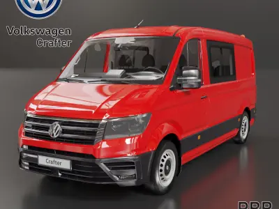 Volkswagen Crafter 12 colours  Low-poly 3D model