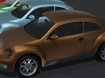 Generic Compact Car With Interior Lowpoly 3D Model Low-poly 3D model