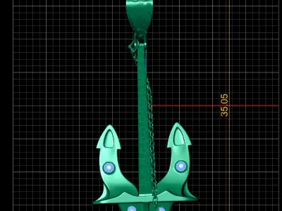 ANCHOR GOLD PENDANT 3D PRINTABLE MODEL  3D print model