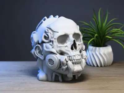 Human Robot skull Ps5 controller stand 3D print model