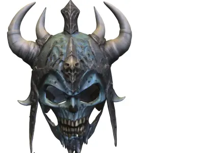 Demonic Horned Skull Helmet  Low-poly 3D model