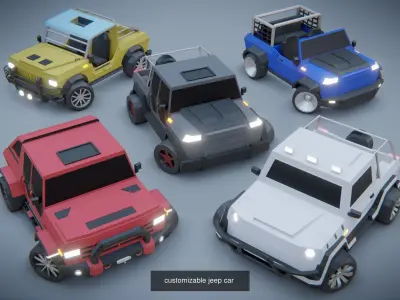 customizable  low poly race cars 3D Model Pack