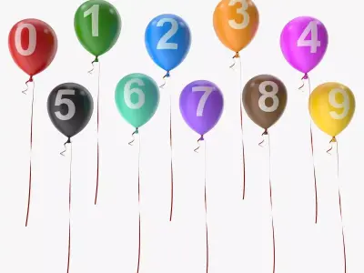 Number on Balloons Low-poly 3D model