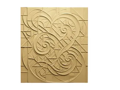 Modern Relief Wall Mural Decor CNC 3D Print 02 3D model