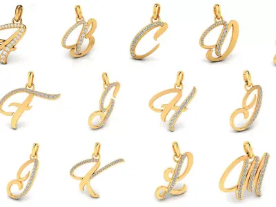 26 Alphabet Letter Pendant 3dm Model Render and Print 3D Model Pack