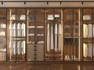 modern wardrobes 3D model 3D model