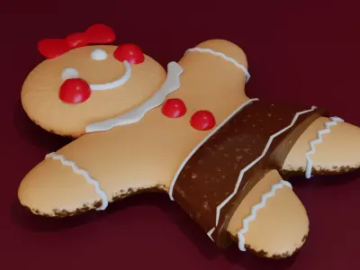 Christmas Gingerbread Cookies Stylized Gingerbread Man and Woman 3D model