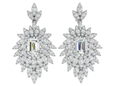 Luxury Earrings With Emerald Cut Diamonds 3914 3D print model