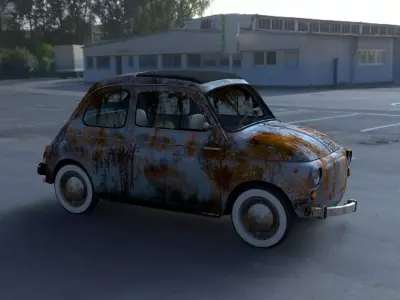 Fiat 500 Nuova 1957 with interior rusty HDRI 3D model
