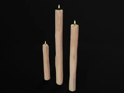 Thin Melted Candles Low-poly 3D model