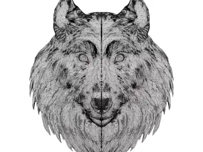 wolf head wall mount sculpture 3D model