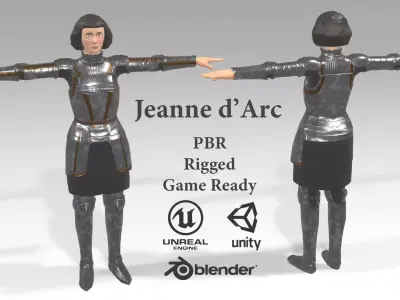 Jeanne dArc pbr rigged gameready Unreal Engine Unity Low-poly 3D model