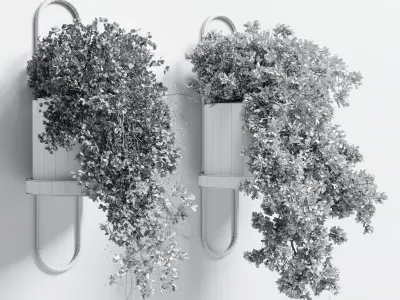 indoor outdoor plant 154 wall palnt stand metal dirt vase 3D model