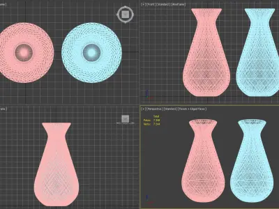 Gemme Rigadin vases Low-poly 3D model