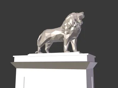 Cartoon Lion Statue - Low Poly Low-poly 3D model buy