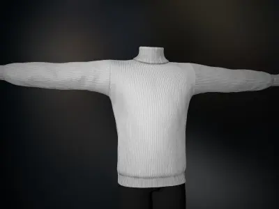 White Winter Turtleneck Low-poly 3D model