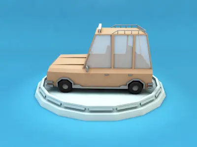 Cartoon Family Car Low-poly 3D model