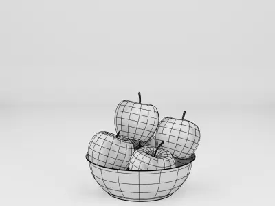 apple in bowl  Low-poly 3D model