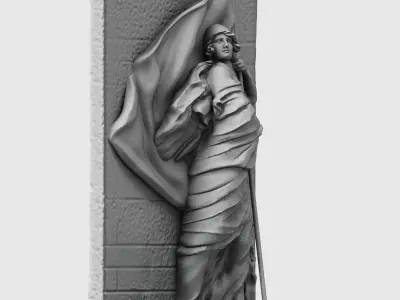 Patriot statue of woman holding flag 3D print model