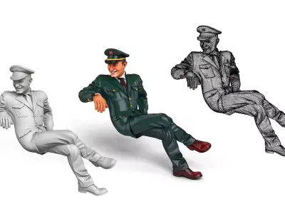 German Conductor Figure for Model Train decoration 3D print model