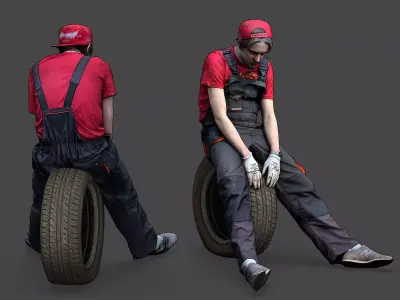 Stylized Car Mechanic Character 3D model