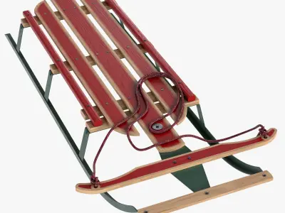 Wooden snow sled 3D model
