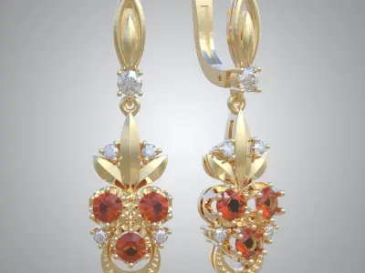 Exclusive Earrings model 3D printable model 0087-13ol Free 3D print model