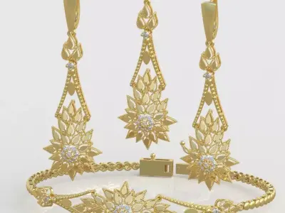 Ring Bracelet Earring and Pendant Set 3D printable model 0026 3D Model Pack