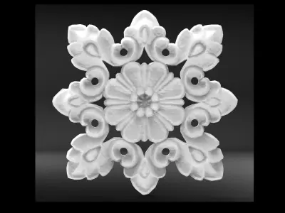 Rosette bas relief 3D print model 3D print model